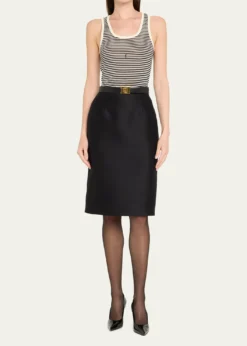 Saint LaurentYSL Logo Striped Tank Top