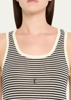 Saint LaurentYSL Logo Striped Tank Top
