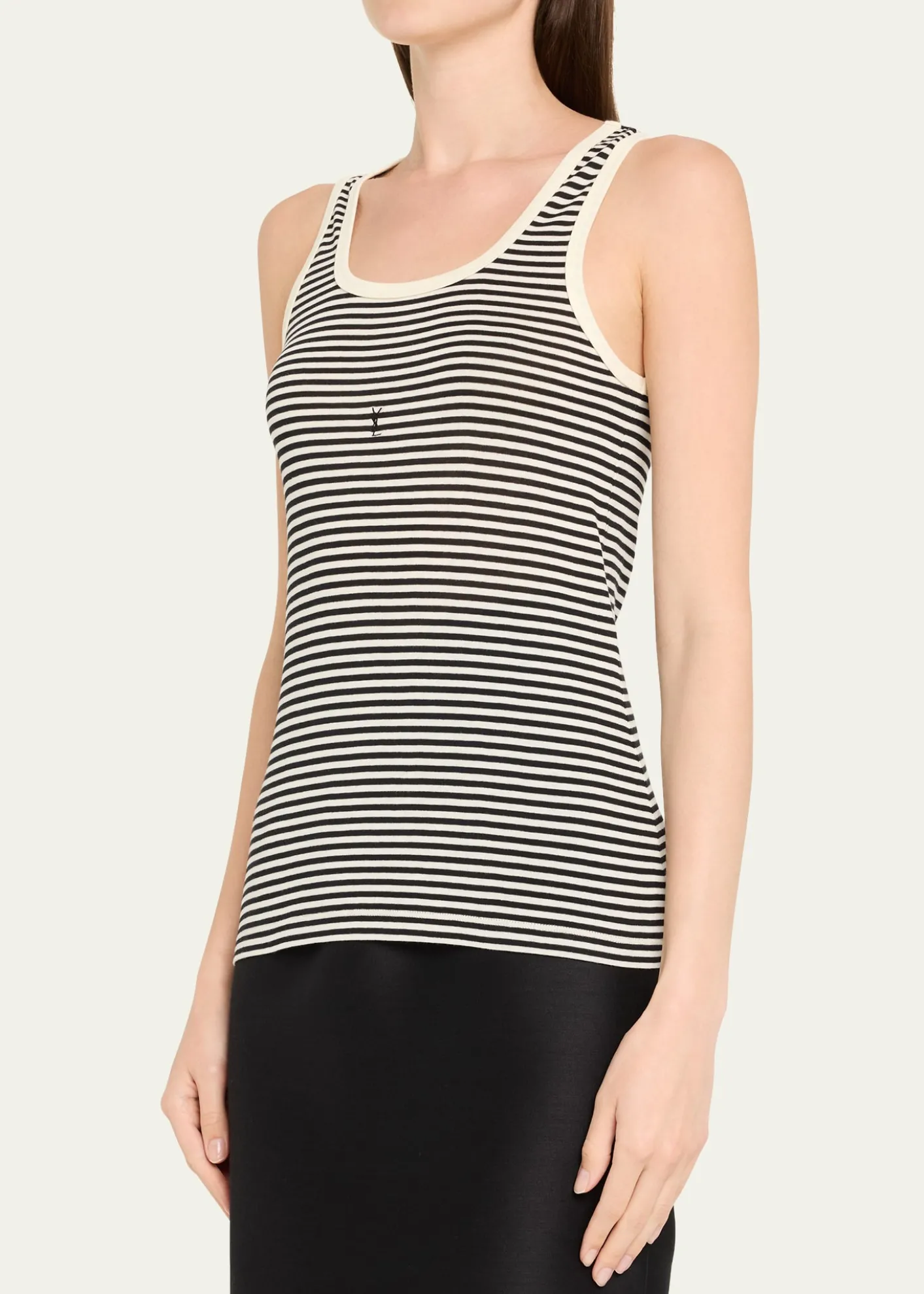 Saint LaurentYSL Logo Striped Tank Top