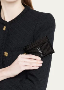 Saint LaurentYSL Monogram Card Case in Grained Leather