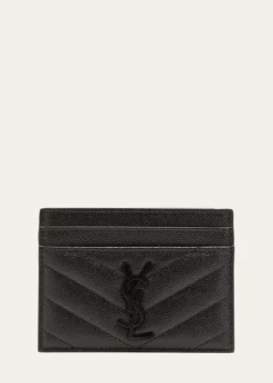 Saint LaurentYSL Monogram Card Case in Grained Leather