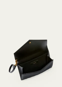 Saint LaurentYSL Monogram Flap Clutch Bag in Grained Leather