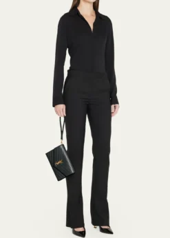 Saint LaurentYSL Monogram Flap Clutch Bag in Grained Leather