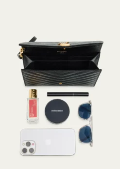 Saint LaurentYSL Monogram Flap Clutch Bag in Grained Leather