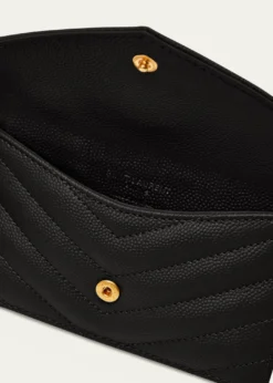Saint LaurentYSL Monogram Flap Card Case in Grained Leather