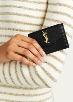 Saint LaurentYSL Monogram Flap Card Case in Grained Leather