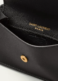Saint LaurentYSL Monogram Flap Card Case in Grained Leather