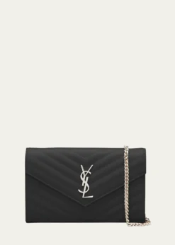 Saint LaurentYSL Monogram Large Wallet on Chain in Grained Leather