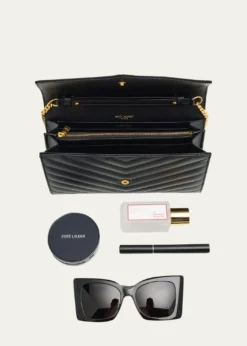Saint LaurentYSL Monogram Large Wallet on Chain in Grained Leather