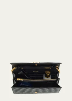 Saint LaurentYSL Monogram Large Wallet on Chain in Grained Leather