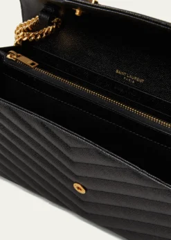 Saint LaurentYSL Monogram Large Wallet on Chain in Grained Leather