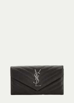 Saint LaurentYSL Monogram Large Flap Wallet in Grained Leather