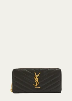 Saint LaurentYSL Monogram Large Zip Wallet in Grained Leather
