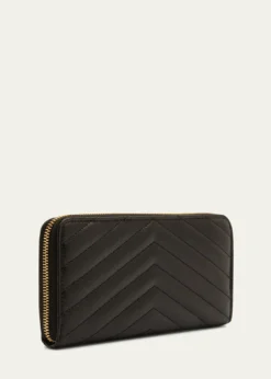Saint LaurentYSL Monogram Large Zip Wallet in Grained Leather