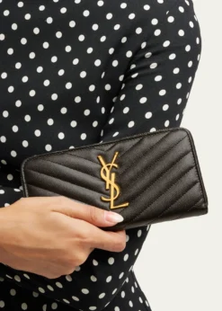 Saint LaurentYSL Monogram Large Zip Wallet in Grained Leather