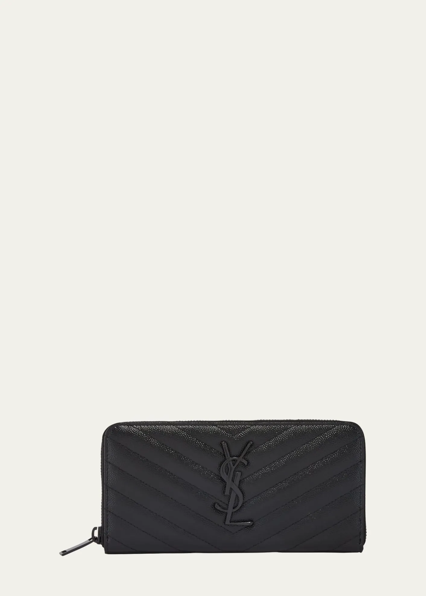 Saint LaurentYSL Monogram Large Zip Wallet in Grained Leather