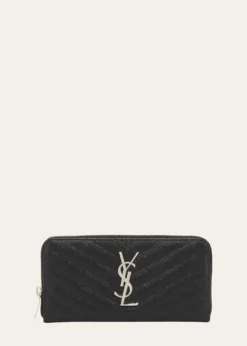 Saint LaurentYSL Monogram Large Zip Wallet in Grained Leather