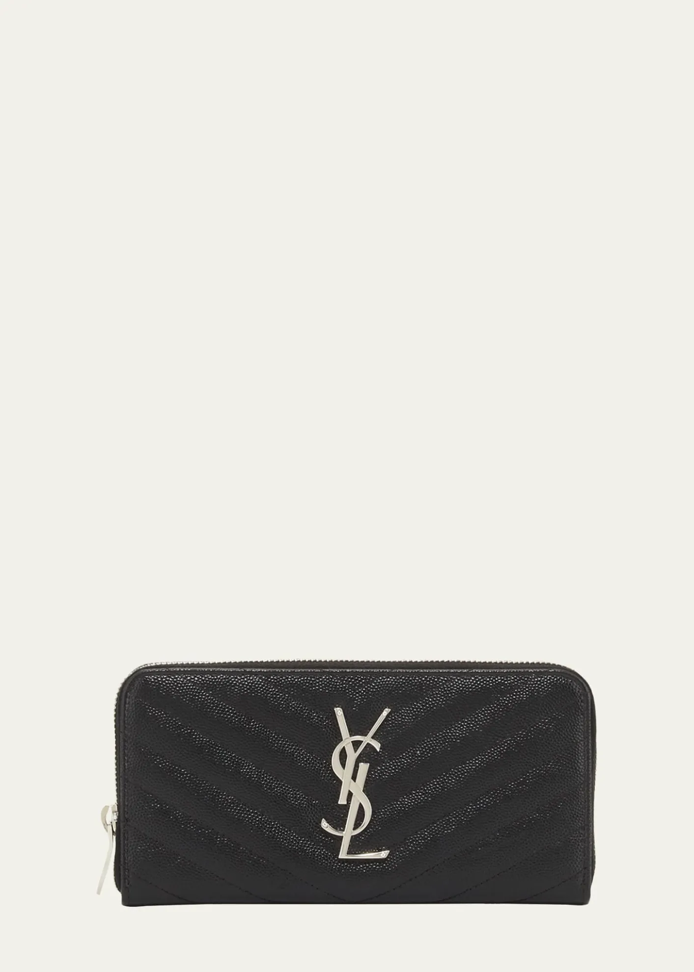 Saint LaurentYSL Monogram Large Zip Wallet in Grained Leather