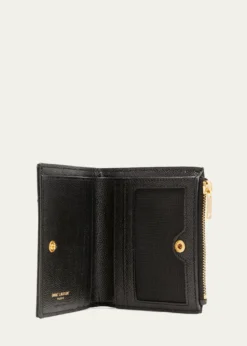 Saint LaurentYSL Monogram Small Ziptop Wallet in Grained Leather