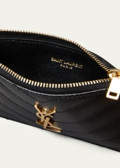 Saint LaurentYSL Monogram Small Ziptop Card Case in Grained Leather