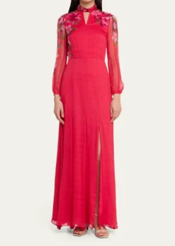 SaloniJaclyn Printed Long-Sleeve Dress