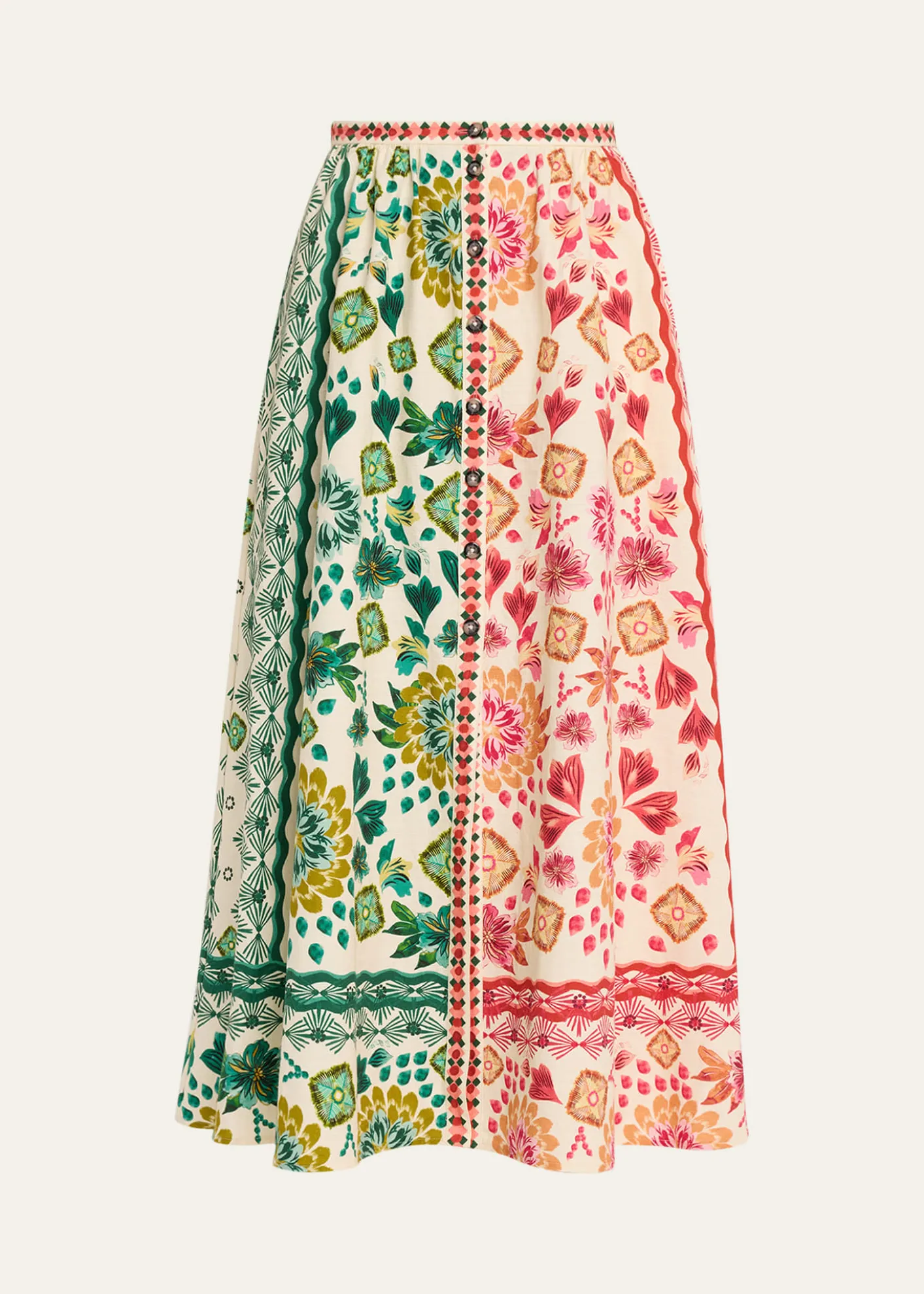 SaloniJudi B Printed Button-Front Skirt