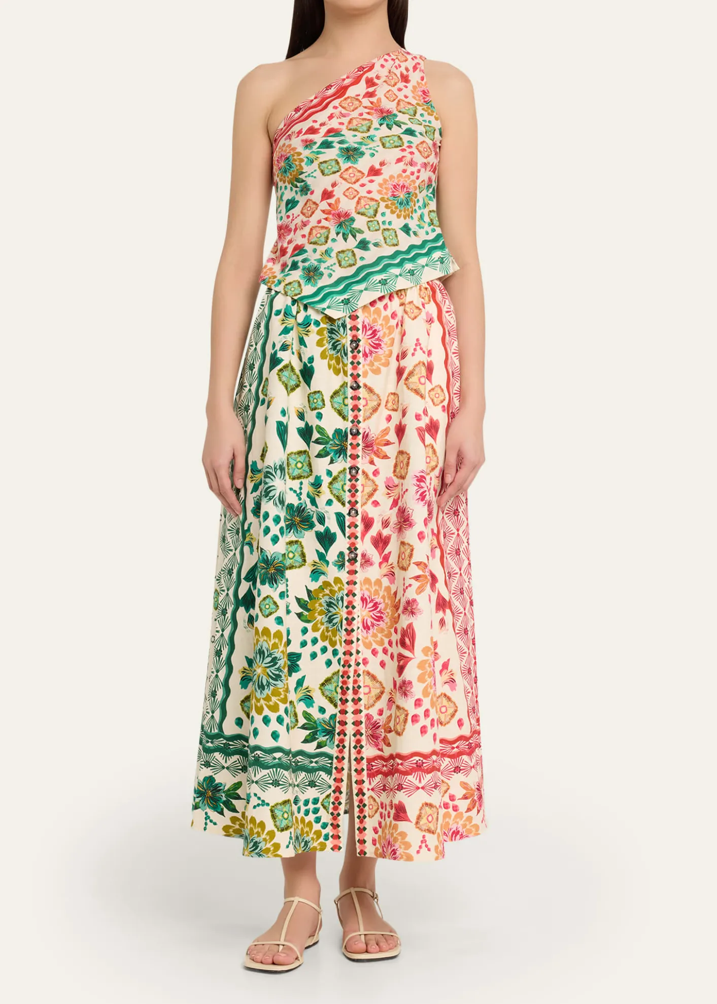 SaloniJudi B Printed Button-Front Skirt