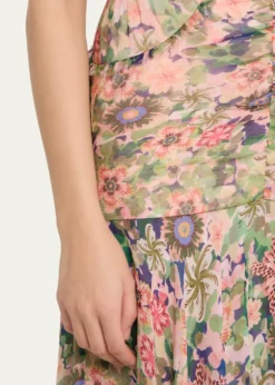 SaloniKristie Strapless Floral Drop-Waist Gown