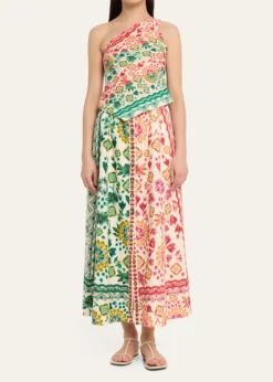 SaloniMadeline Printed One-Shoulder Top