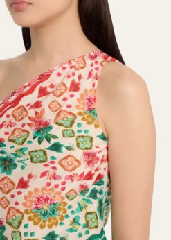 SaloniMadeline Printed One-Shoulder Top