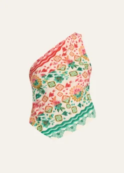 SaloniMadeline Printed One-Shoulder Top
