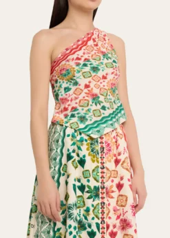 SaloniMadeline Printed One-Shoulder Top