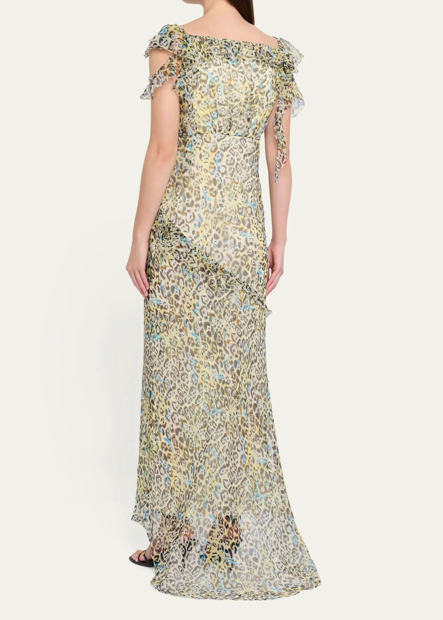 SaloniNina Leopard Ruffled Chiffon Dress