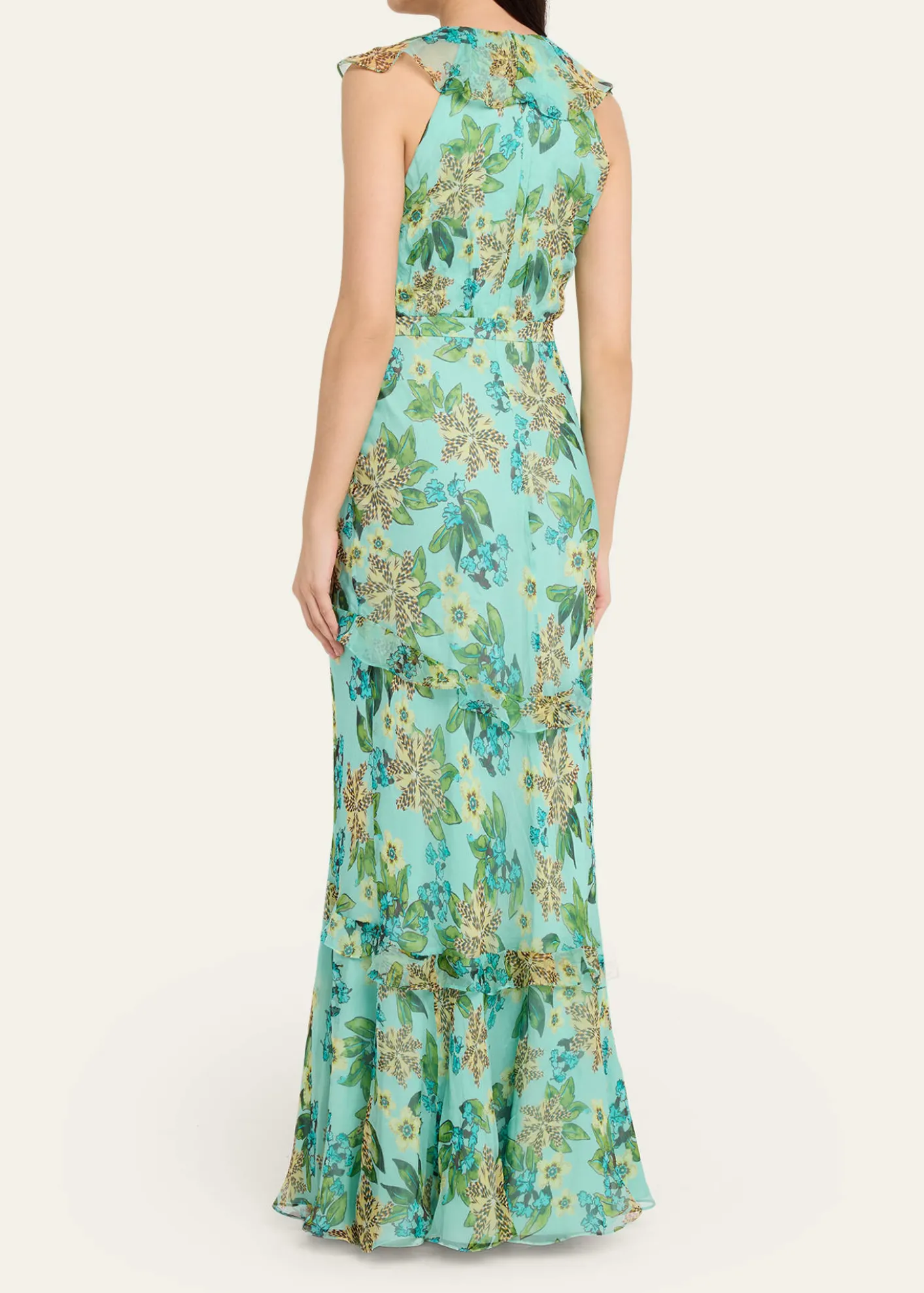 SaloniRita Floral Sleeveless Ruffle Dress