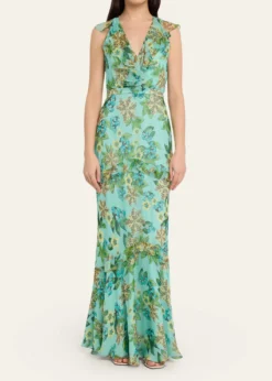 SaloniRita Floral Sleeveless Ruffle Dress
