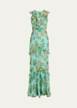 SaloniRita Floral Sleeveless Ruffle Dress