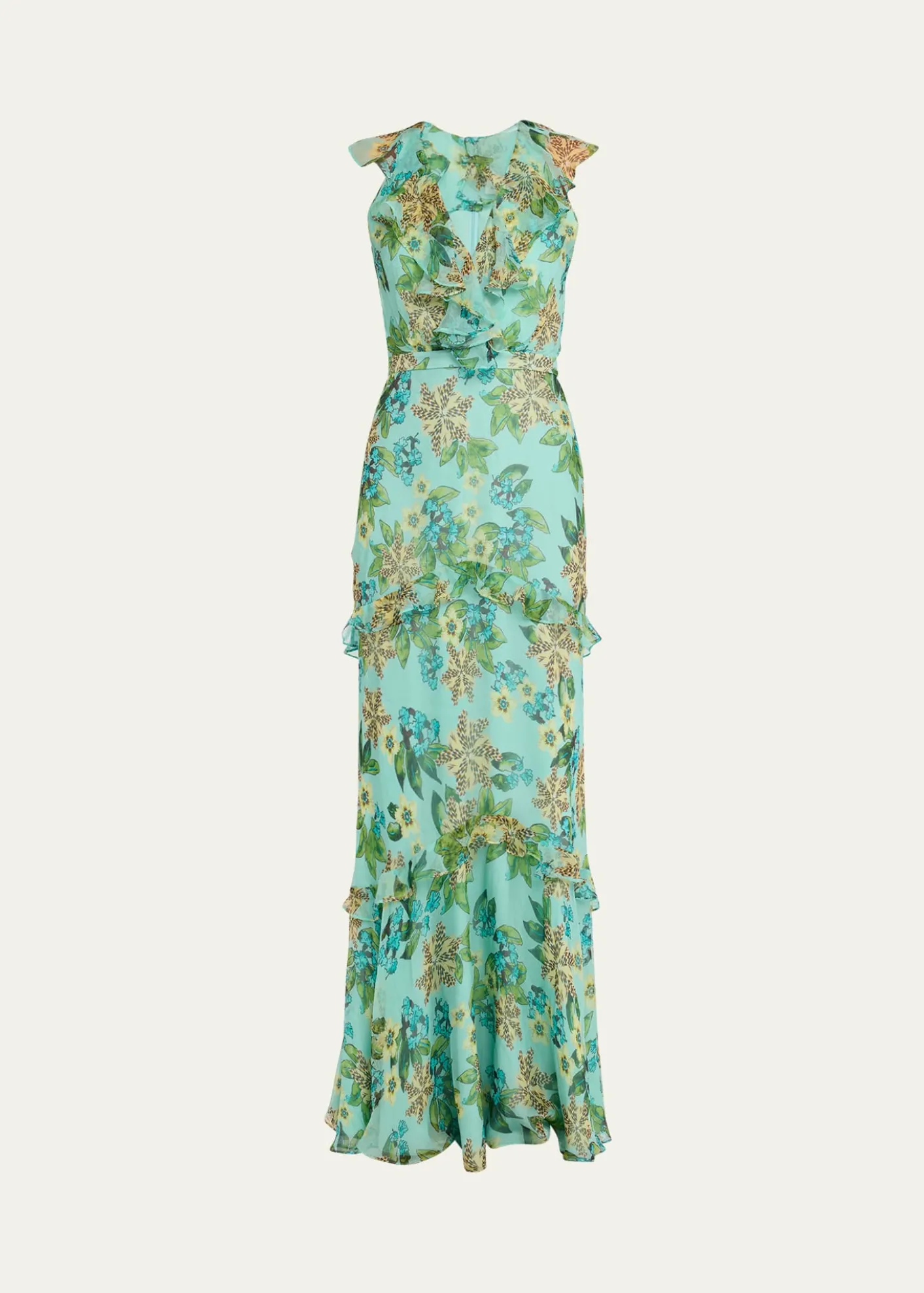 SaloniRita Floral Sleeveless Ruffle Dress