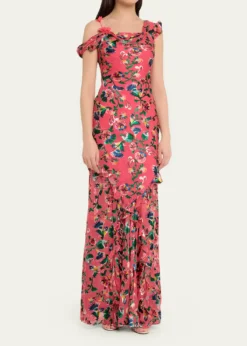 SaloniSeema Floral Silk Chiffon Maxi Dress