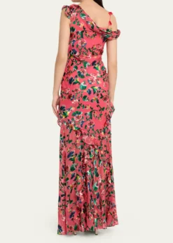 SaloniSeema Floral Silk Chiffon Maxi Dress