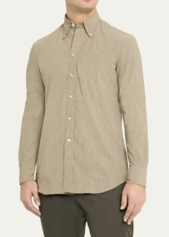 Salvatore PiccoloMen's Cotton Micro-Grid Check Button-Down Shirt