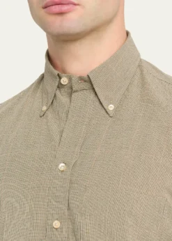 Salvatore PiccoloMen's Cotton Micro-Grid Check Button-Down Shirt