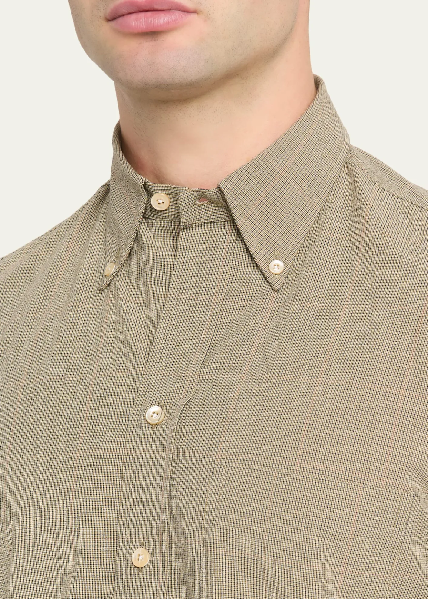 Salvatore PiccoloMen's Cotton Micro-Grid Check Button-Down Shirt