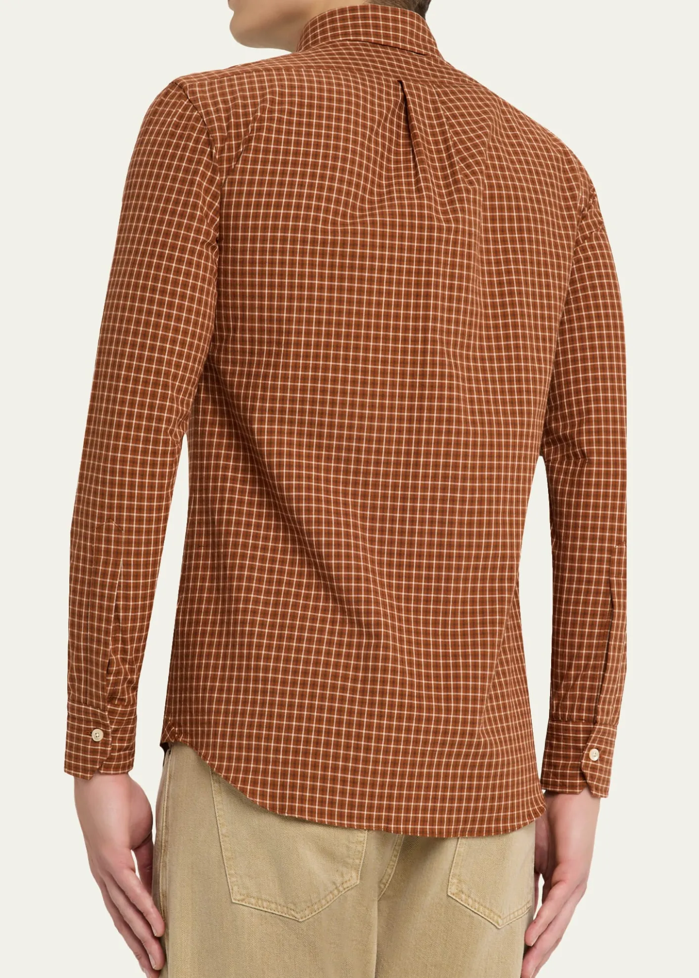 Salvatore PiccoloMen's Cotton Windowpane Plaid Sport Shirt