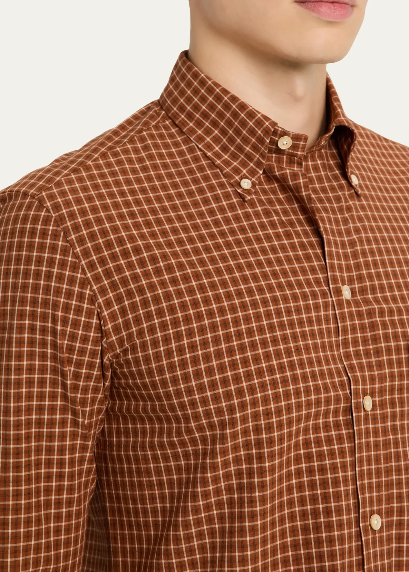 Salvatore PiccoloMen's Cotton Windowpane Plaid Sport Shirt