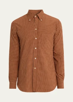 Salvatore PiccoloMen's Cotton Windowpane Plaid Sport Shirt