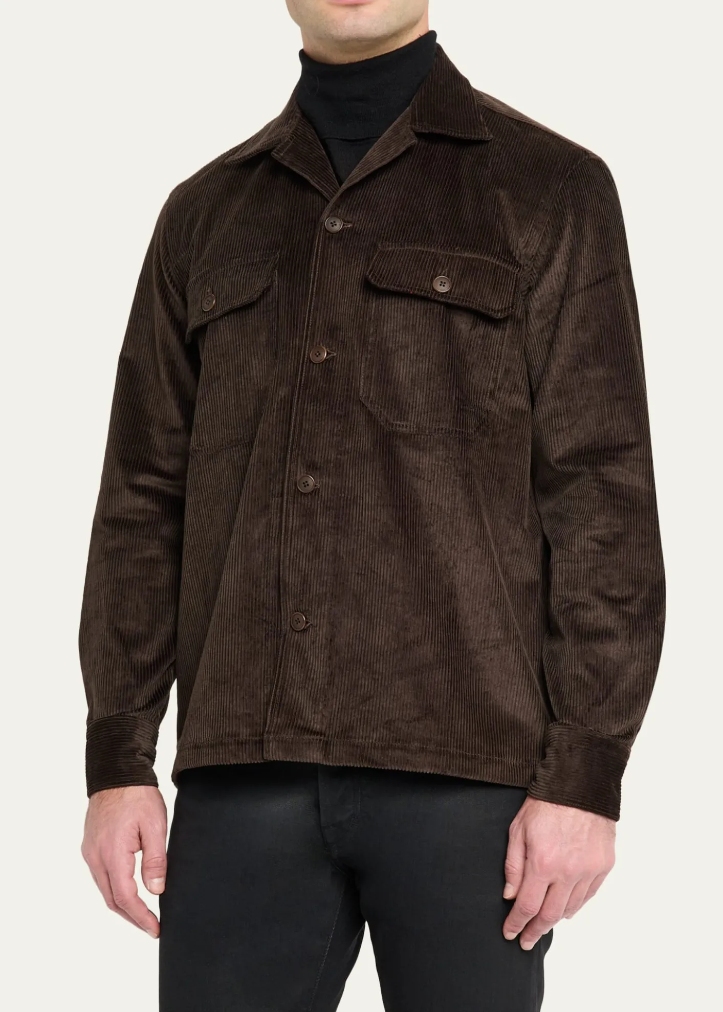 Salvatore PiccoloMen's Cotton Corduroy Dual-Pocket Overshirt