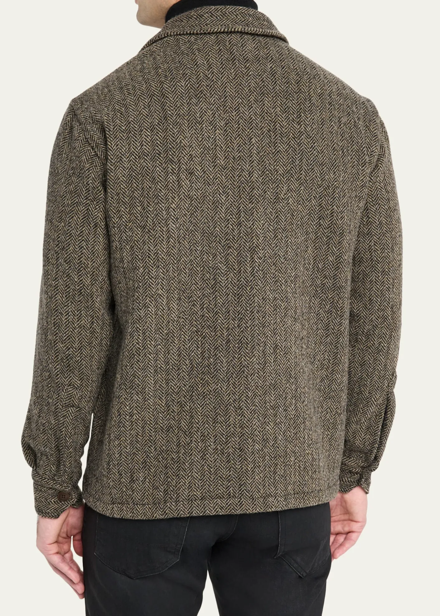 Salvatore PiccoloMen's Herringbone Wool Dual-Pocket Overshirt