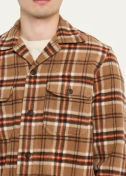 Salvatore PiccoloMen's Wool and Cashmere Double-Pocket Plaid Overshirt