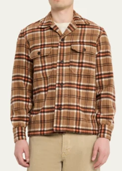 Salvatore PiccoloMen's Wool and Cashmere Double-Pocket Plaid Overshirt