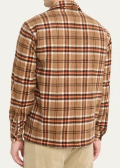 Salvatore PiccoloMen's Wool and Cashmere Double-Pocket Plaid Overshirt